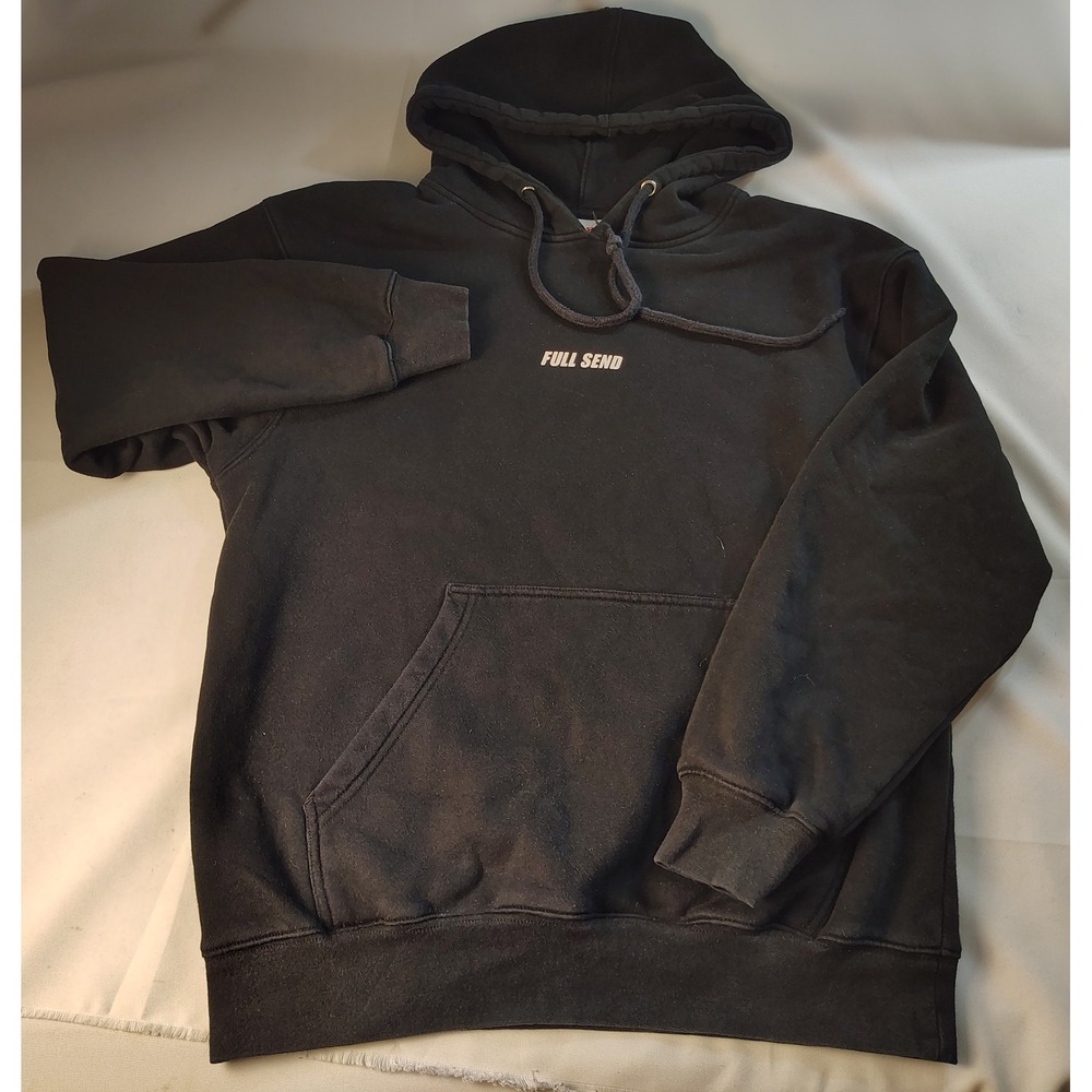 Full Send Mens Black Embroidered Logo Pullover Hoodie Sweatshirt Medium FS0101